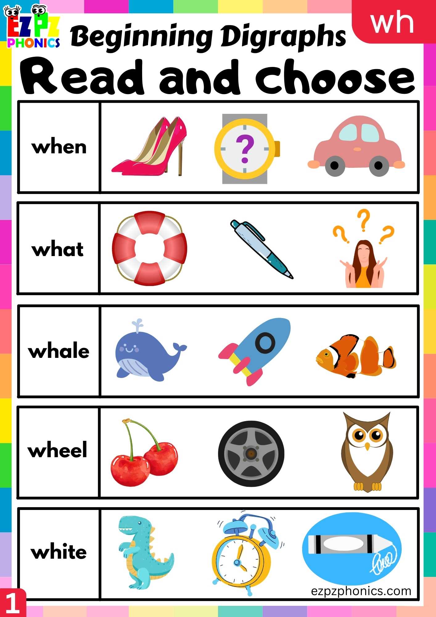 Group Wh Words Read And Choose Consonant Digraphs Phonics Beginning